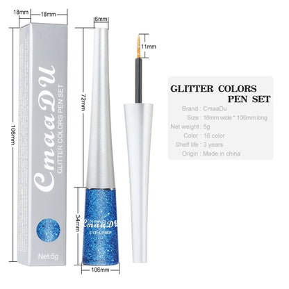 Glitter Liquid Eyeliner Pen Pearlescent Sequins Diamond Bright Shining Eyeliner Waterproof Lasting Eyeshadow Women Cosmetics 1pc