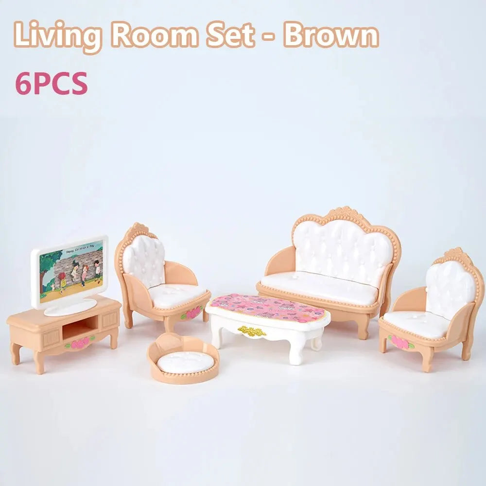 Hot Sale Cute Kawaii Pink 10 Items/Lot Miniature Dollhouse Furniture Accessory Kids Toys Kitchen Cooking Things For Girl Gifts.