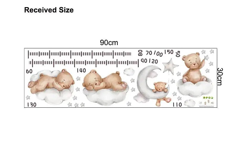 Cute Bear Moon Star Wall Stickers for Kids Rooms Girls Boys Baby Room Decoration Kawaii Cartoon Animal Nursery Wallpaper Vinyl