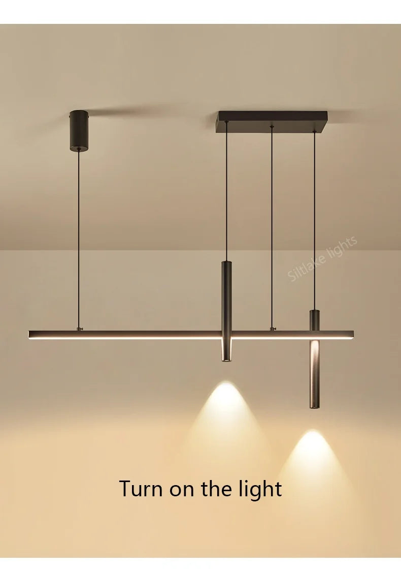 Neue Restaurant Kronleuchter moderne einfache Esszimmer Tisch Bar Lichter lange Streifen Scheinwerfer kreative Designer Pendelleuchten.