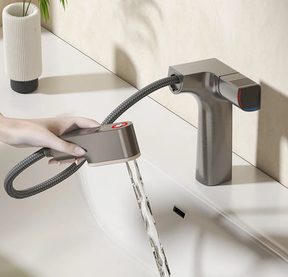 VGX Purified Bathroom Faucets Pull Out Water Filter Tap White Basin Mixer Sink Faucet Gourmet LED Display Brass Tapware Crane