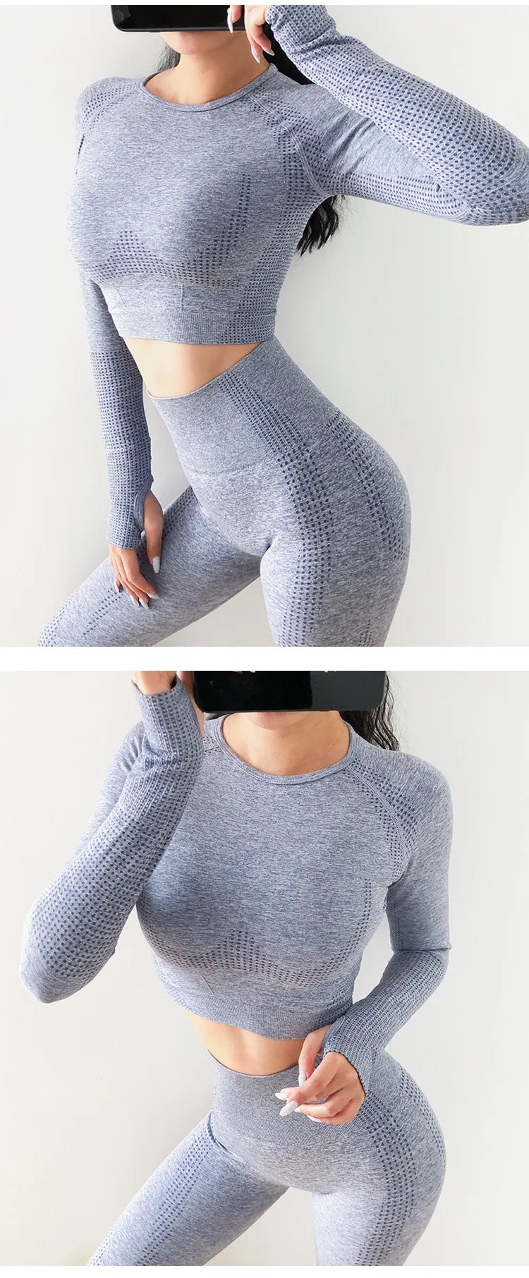 Seamless Yoga Shirt Women Fitness Long Sleeve Crop Top Workout Tops Gym Clothes Sportswear Running T-shirts.