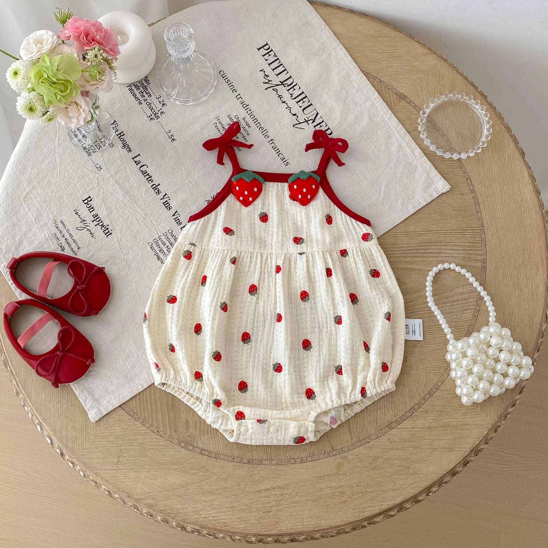 0-2Y Sommer Baby Mädchen Kleidung Erdbeere Druck Infant Mädchen Bodysuit Kleinkind Leibchen Ein Stück.