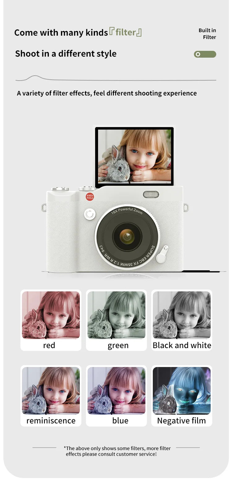 CCD Retro Video Recorder 4K Digital Camera 2.4 Inch 16X Digital Zoom 180° Flip Screen Selfile Compact Digital Photography Camera.