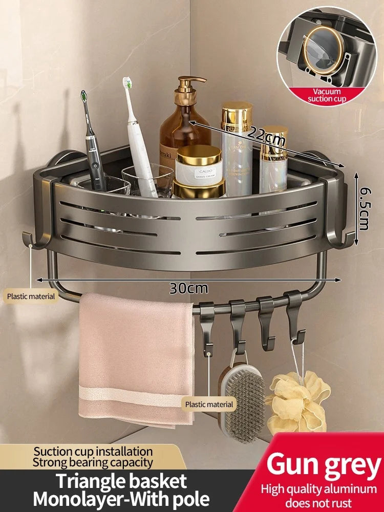 Kein Bohren Saugnapf Badezimmer-Saugregal Perforationsfreie Toilette Wandmontierter Duschgel-Dreieckskorb Badezimmerregal