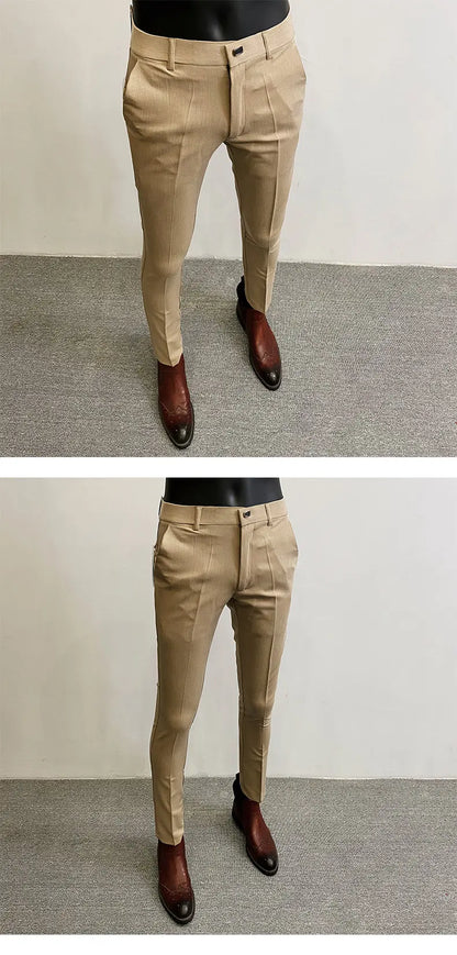 Men Suit Pants Formal Trousers Pantalone Hombre Stretch Slim Solid Color Casual Dress Full Length Pants Fashion New Men Clothing.