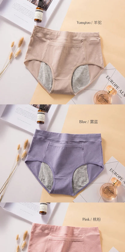 4 Pcs Women's Menstrual Period Panties High Waist Cotton Leak-Proof Underwear Absorbent Postpartum Post Surgery Period Underwear.