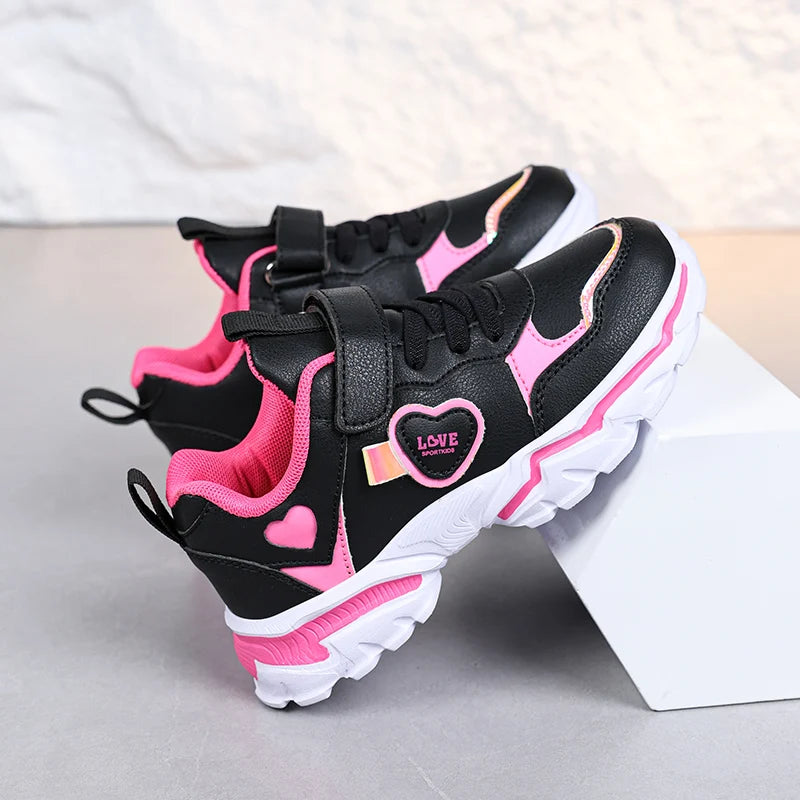 Autumn Girls Sneaker Children Leather Shoes PU Daily Kids Casual Walking Sneaker Platform Sports Tennis Sports Shoes Girl.