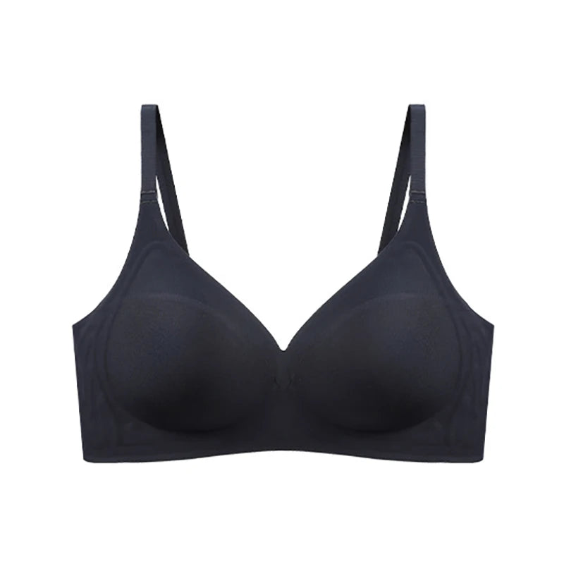 Stripe Color Contrast Soft Support Seamless Women Underwear Semifixed Cup Pad No Steel Ring Adjustable straps Gathered Woman Bra