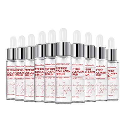 VIBRANT GLAMOUR 10PCS Peptide Collagen Face Serum Anti-Aging Moisturizing Remove Wrinkle Fine Lines Whitening Firming Skin Care.