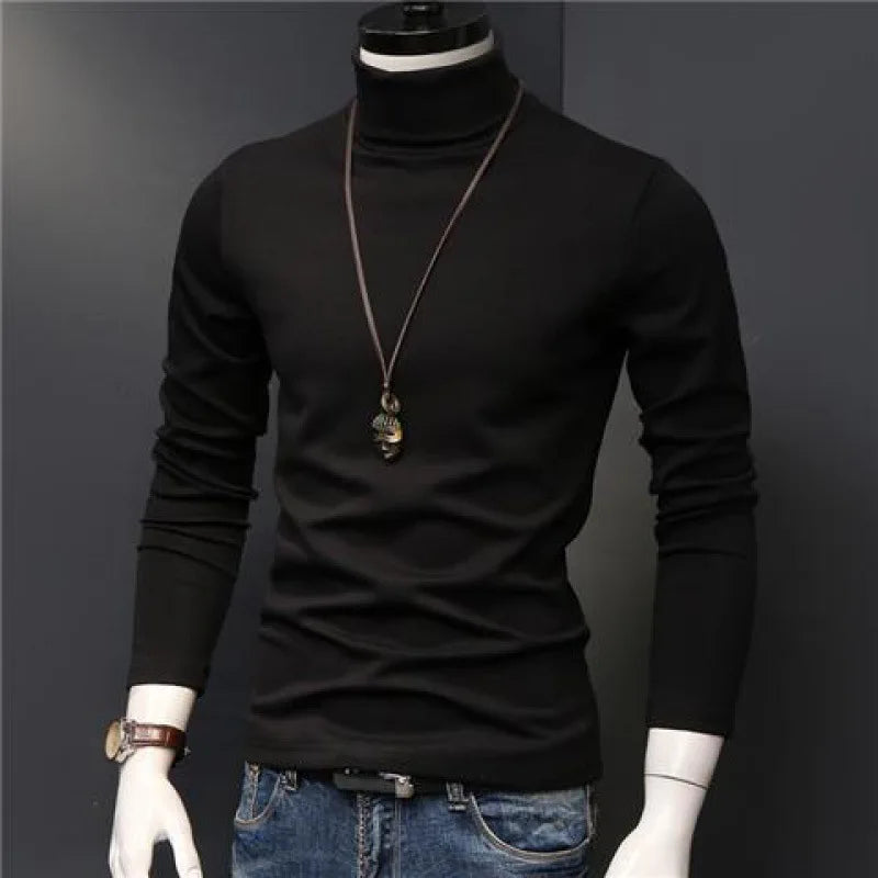 2023 new Sweater Men Solid Color Turtleneck Pullovers Pull Homme Men's cold Blouse Winter Long Sleeve T Shirts.