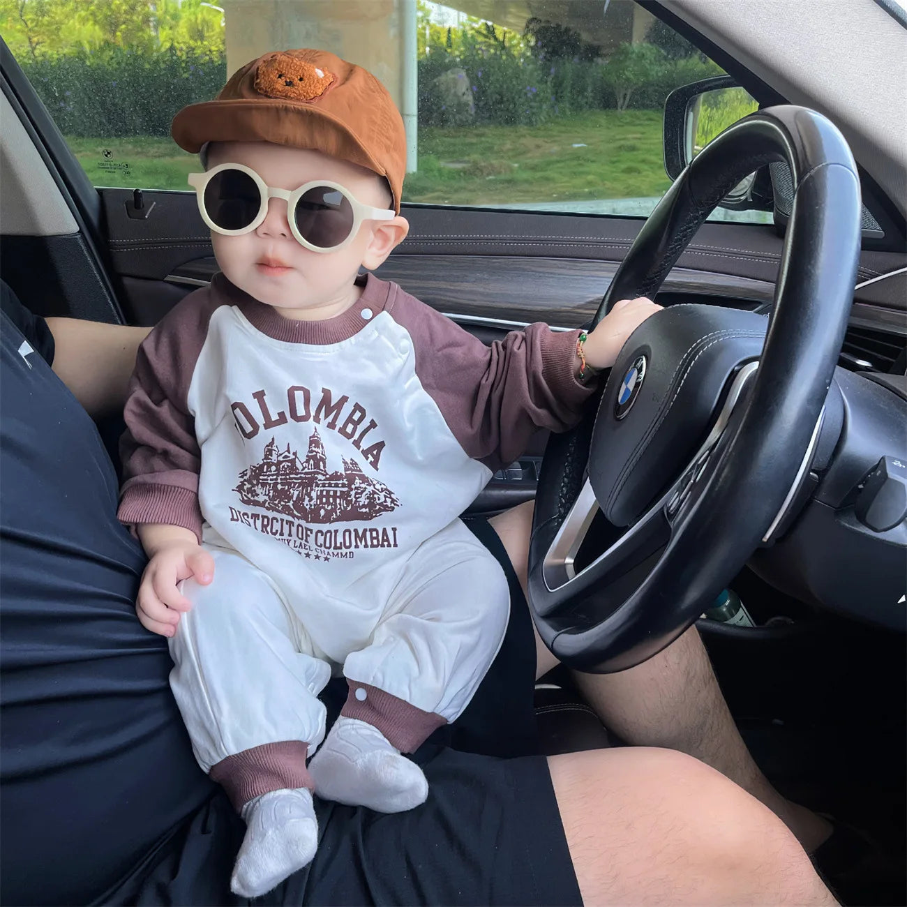 Ins 2024 Frühling Herbst Baby Jungen Bodysuit Baumwolle gestreiften Cartoon gedruckt Langarm Kleinkind Jungen Stram pler Neugeborene Jungen Outfits.