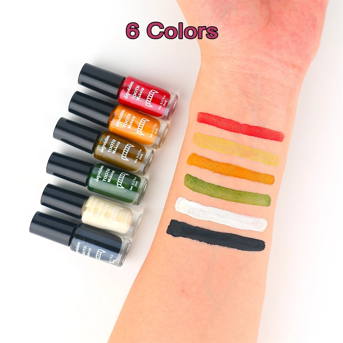 Depvision Tooth Paint Makeup Colorful Non Toxic for Halloween Party Cosplay Cosmetics Pigment.