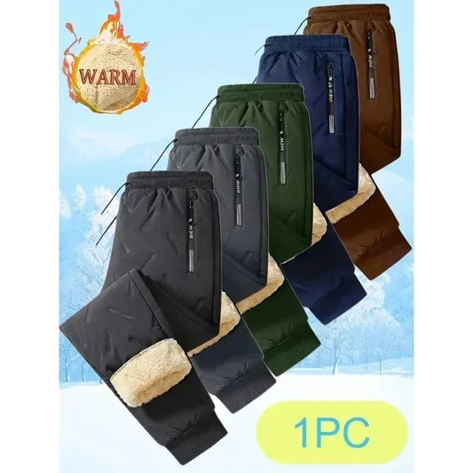 UETEEY Winter Thermal Fleece Pants Men Plush Lambswool Thicken Warm Waterproof Trousers Man Casual Windproof Joggers Sweatpants.