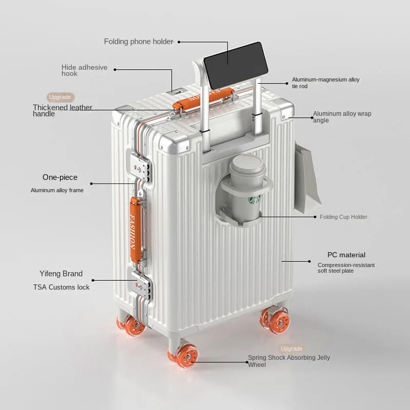 20-Zoll-Kompaktgepäck 26-Zoll-Trolley-Koffer mit großem Fassungsvermögen und Aluminiumrahmen für Männer und Frauen Reisekoffer.