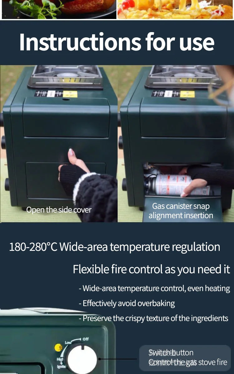 Home multifunktion ale Outdoor-Gas Pizza ofen Gasherd 2-in-1 Box Ofen tragbare kleine Backofen