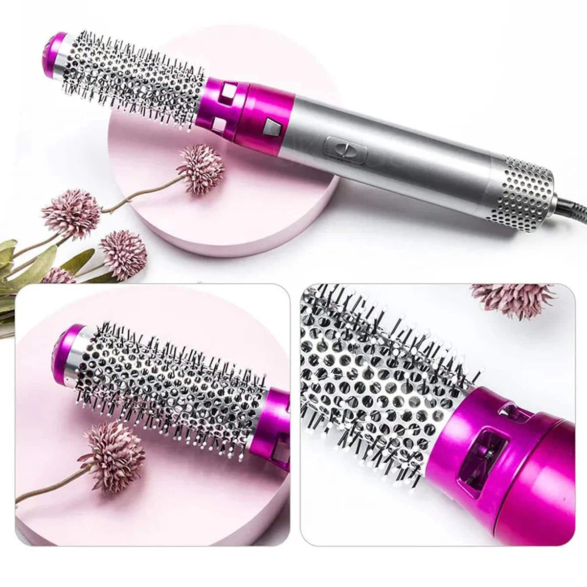 Hot Air Brush 5 in 1 Hair Dryer Brush Negative Ionic Detachable Hair Dryer  Styler Air Culer Wand Hair Straightener Brush Blow