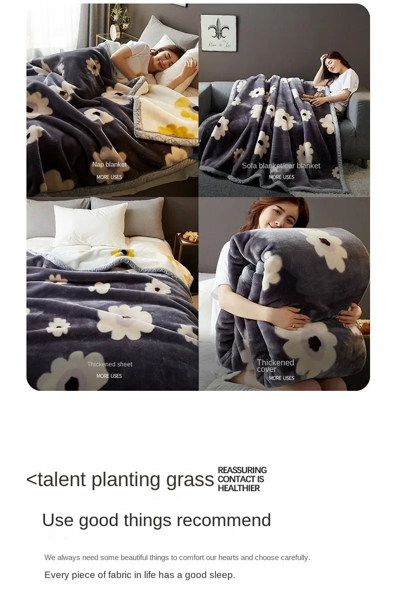 New Raschel plush thickened warm  - et 1PC 150/180/200cm nap air-conditioned room the aircraft  machine washable.