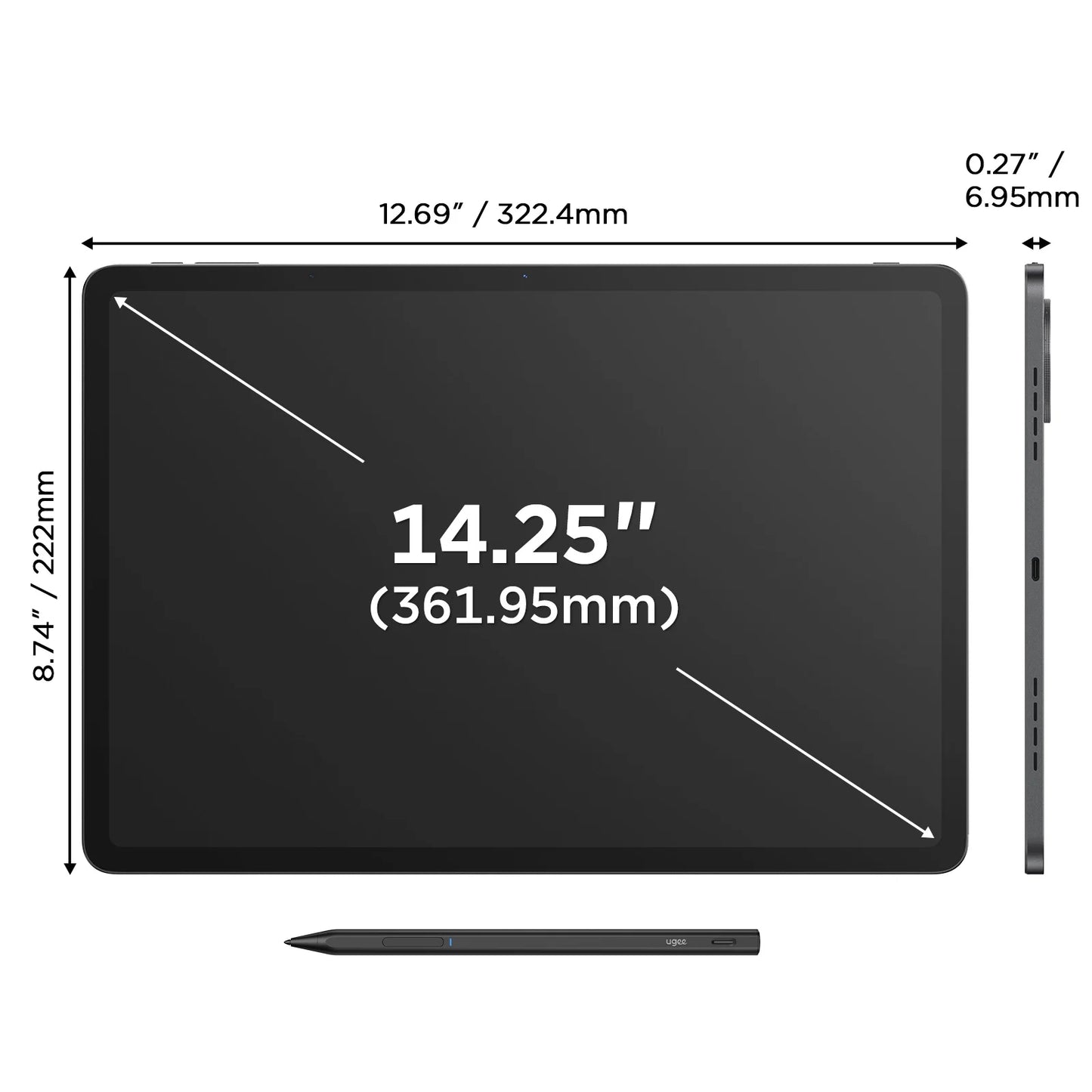 UGEE UT3 Fun Drawing Pad 14.25 inch 2400*1600 Resolution Android 14 System 60HZ Large Graphics Tablet Monitor 8GB+256GB.
