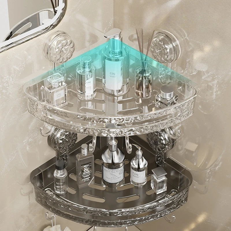 Nicht perforierter Saugnapf für Badezimmer, dreieckiges Aufbewahrungsregal, Wandmontage, WC-Waschtisch, Ecklagerregal, praktischer Handtuchhalter