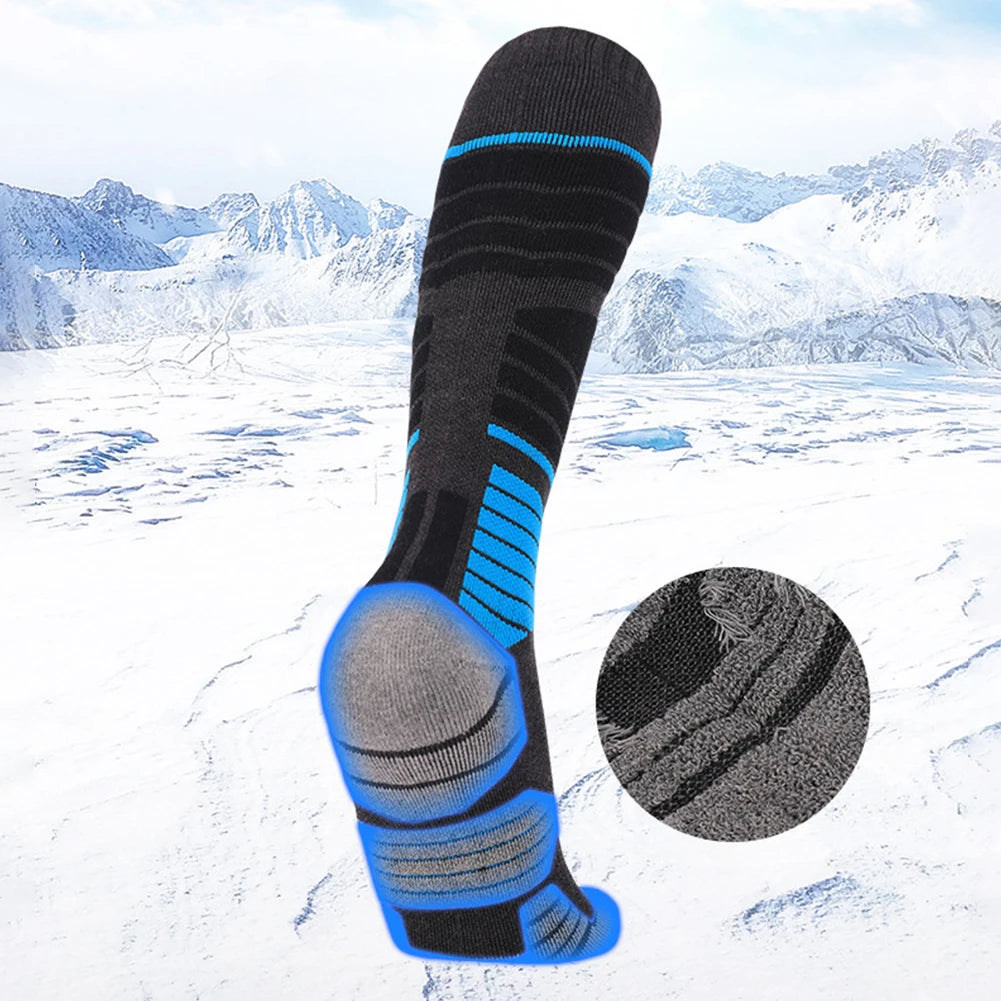 1 Pair Winter Thermal Ski Socks Cycling Soccer Snowboard Socks High Tube Stockings for Men Outdoor Skiing Cycling Running Hiking.