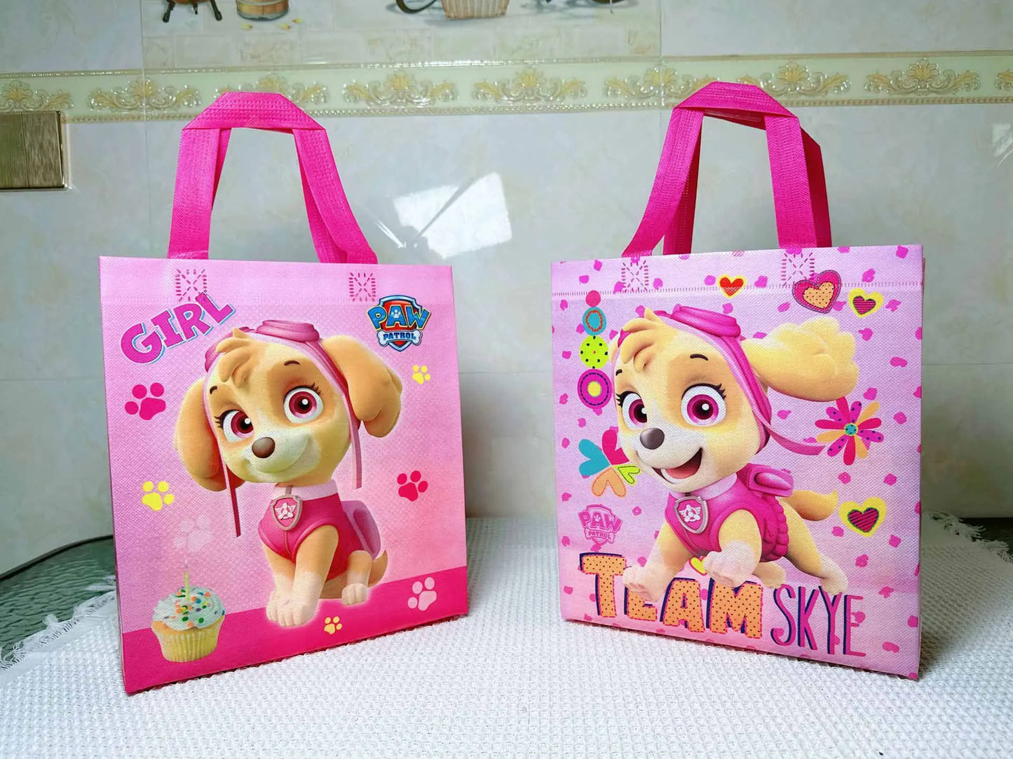 Paw Patrol Rosa Geburtstag Skye Thema Party Dekorationen Geschirr Set Pappteller Tassen Servietten Für Kind Party Liefert Spielzeug Geschenke