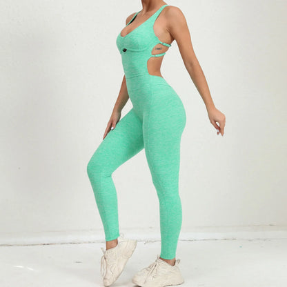 Seamless Yoga Jumpsuits Sports Fitness Peach Hip Raise Cross Beauty Back Dance Belly Contracting One-piece Tracksuits for Women