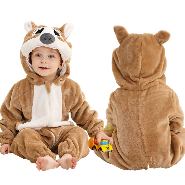 MICHLEY Winter Baby Strampler Mit Kapuze Flanell Cosplay Kleinkind Infant Kleidung Insgesamt Bodys Overall Kostüm Für Kinder Mädchen Junge