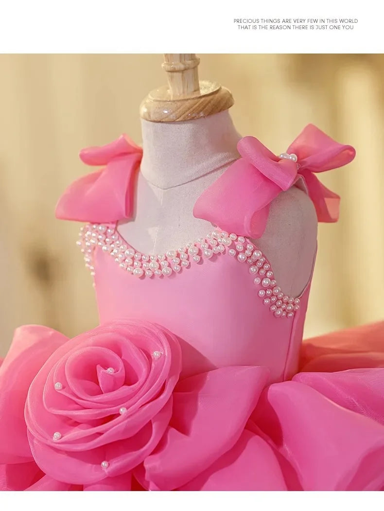 2025 Prinzessinnenkleid zum ersten Geburtstag für Mädchen, neue Hochzeit, Blumenmädchen, Klavieraufführung, Host-Kleid, Party-Kleidung, Outfits, passendes Bankett.