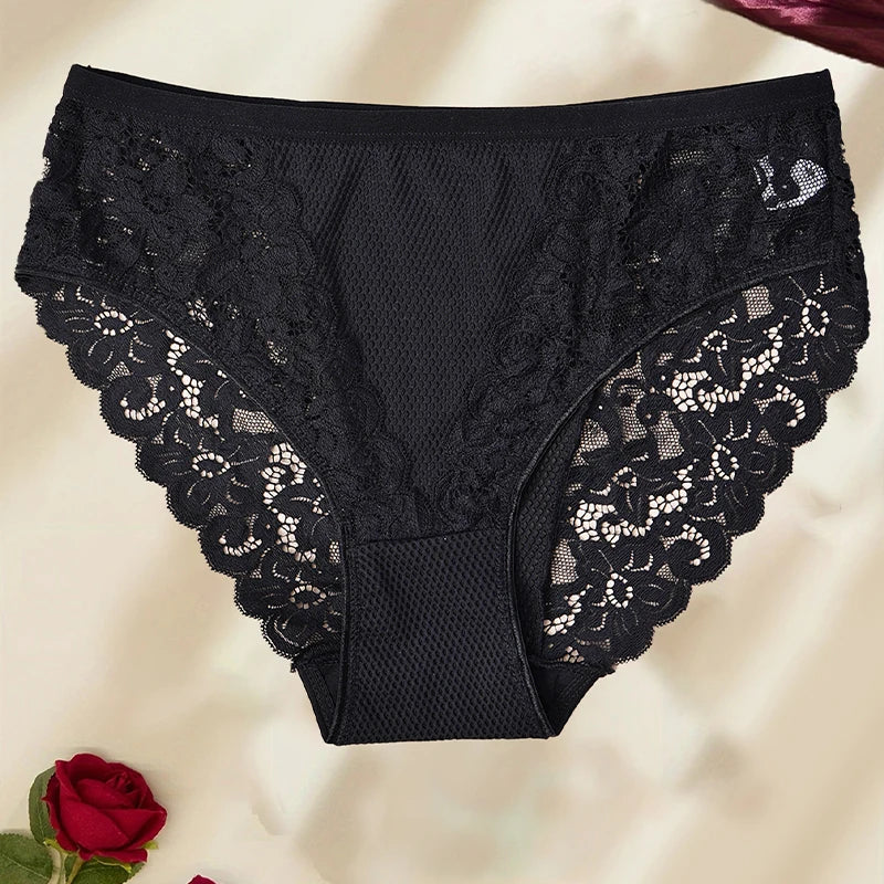 3pcs Women’s Sexy Lace Panties / Comfortable Underwear with Floral Lace Design, Perfect for Daily Wear and Sleep.