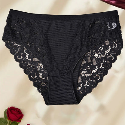 3pcs Women’s Sexy Lace Panties / Comfortable Underwear with Floral Lace Design, Perfect for Daily Wear and Sleep.