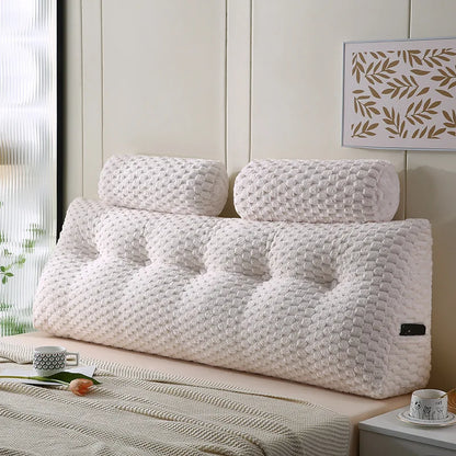 Wedge Headboard Pillow Bed Wedge Pillow for Headboard Triangular Headboard Pillow with Neck Roll Pillows with Removable Cover.