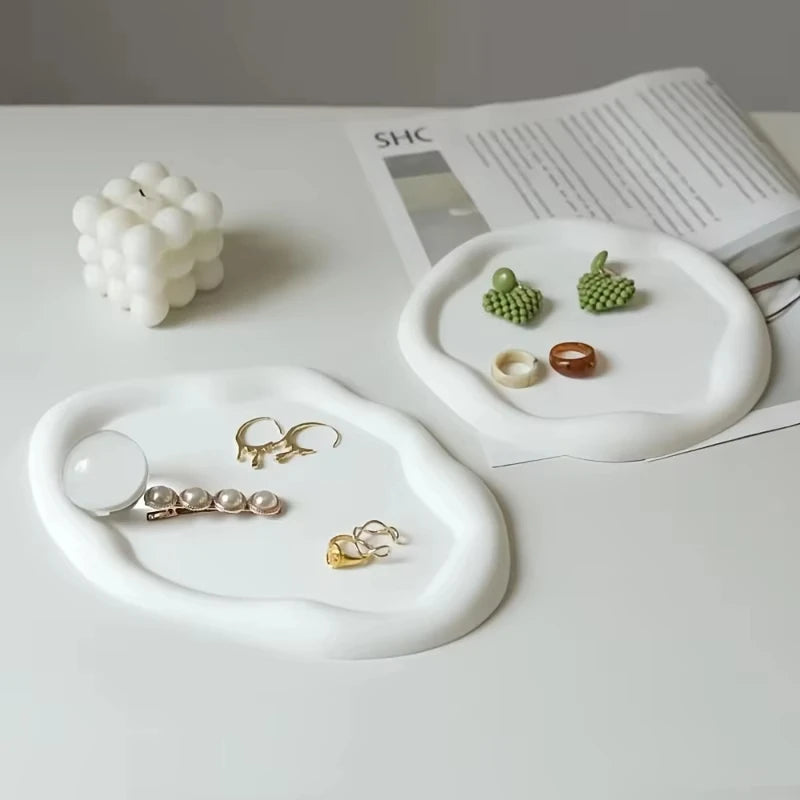Creative Irregular Cloud Tray Silicone Mold Diy Oval Round Plaster Concrete Jewelry Storage Tray Home Decoration Casting Mold.