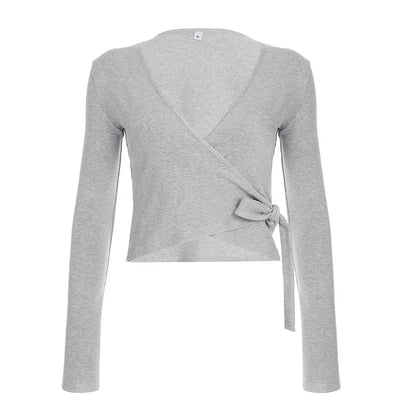 Apprabant Casual Fashion Drawstring High Waist Trousers Set Lace Up Flared Sleeve V Neck Twist Tops Plush Loose Pants Suit.