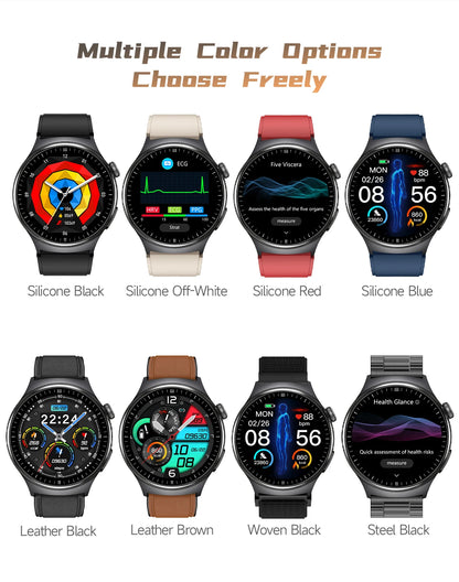 1.43'' HD Sapphire Smart Watch Bluetooth Call Blood Fat Uric Acid Heart Rate Body Analysis Five Organs Health Smartwatch Men Wom