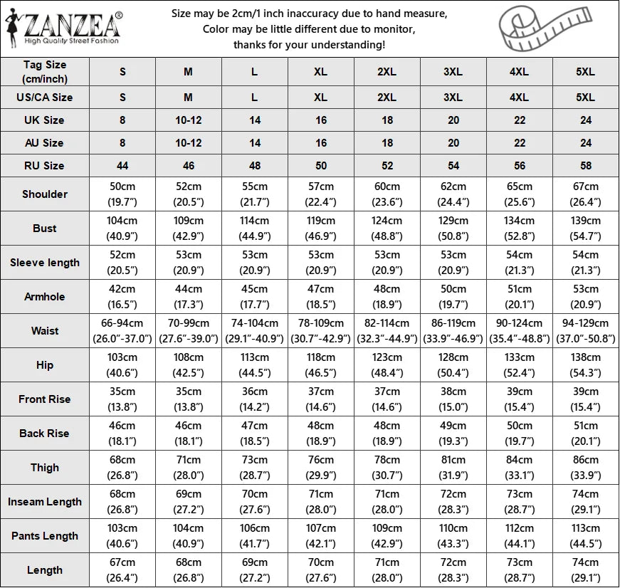 2025 ZANZEA Fashion Lapel Long Sleeve Tops Pant Suit Autumn 2 Piece Sets Women Outfits Office Pant Sets Casual Work OL Tracksuit.