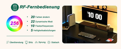 Devoko Gaming Tisch mit LED & Steckdosen,120x60 cm DIY-Stecktafel Schreibtisch mit Ablageregalen