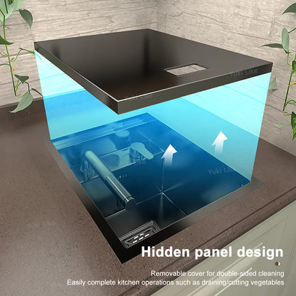 Stainless Steel Kitchen Sink Concealed Mini Single Sink Apartment Bar Multifunctional Hand Wash Fruit and Vegetable Basin