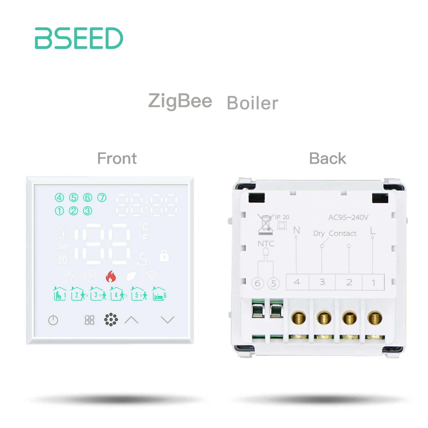 BSEED Zigbee Electric Floor Heating Thermostat LED Sensor Water Gas Boiler Smart Temperature Controller Without Frame Tuya Alexa.