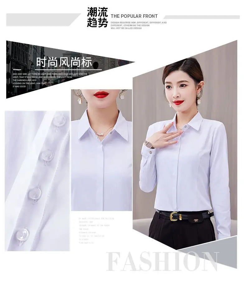 White Shirt Long-sleeved Slim Shirt Korean Style Professional Work Clothes Work Clothes.