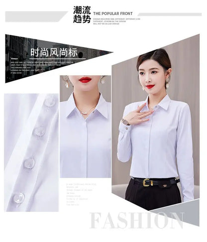 White Shirt Long-sleeved Slim Shirt Korean Style Professional Work Clothes Work Clothes.