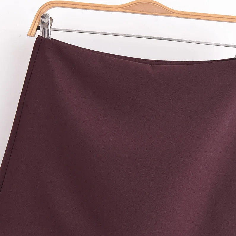 TRAF Shorts for Women Fashion Autumn Winter New Comfortable Casual Solid Color Side Zip Middle-waisted A-line Culotte Skirt Pant.