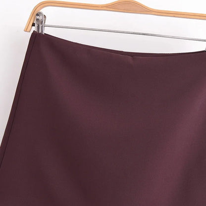 TRAF Shorts for Women Fashion Autumn Winter New Comfortable Casual Solid Color Side Zip Middle-waisted A-line Culotte Skirt Pant.