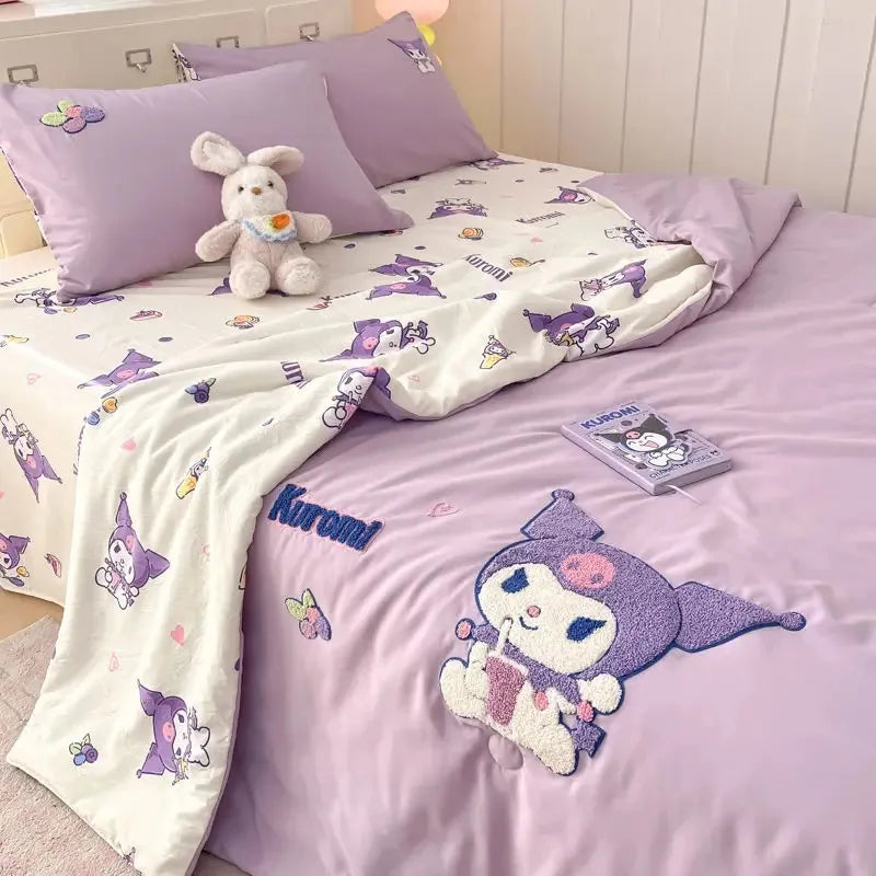New Kawaii Hello Kitty Sanrio AnimeKuromi Winter Thickened Single both bed Plush Soft Quilt Cute Cartoon Cinnamoroll Warn.