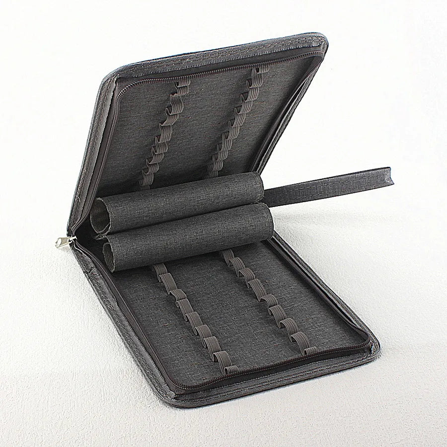 10/24/48 Slots Fountain Pen Case Pencil Case Pouch Bag Canvas Case Black, Gray.