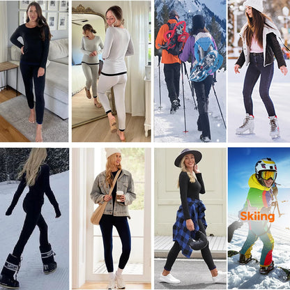 Women Thermal Underwear Set 2 pack Long Johns Ultra Soft Fleece Lined Base Layer Keep Warm Cold Weather Top Bottom﻿.