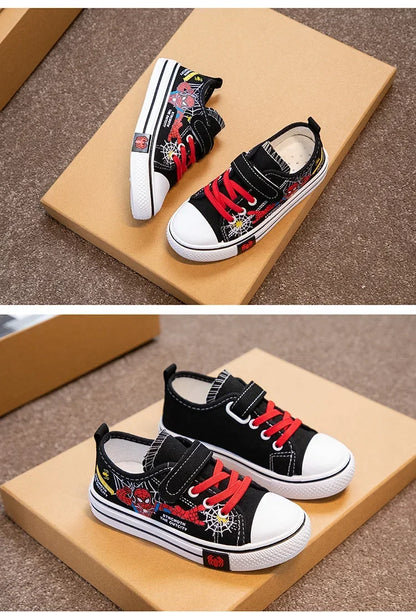 Disney Children's Canvas Shoes Spiderman Boys Sneakers Anti-slip Student Shoes Kids Soft Bottom Outdoor Shoes Sport Shoes.