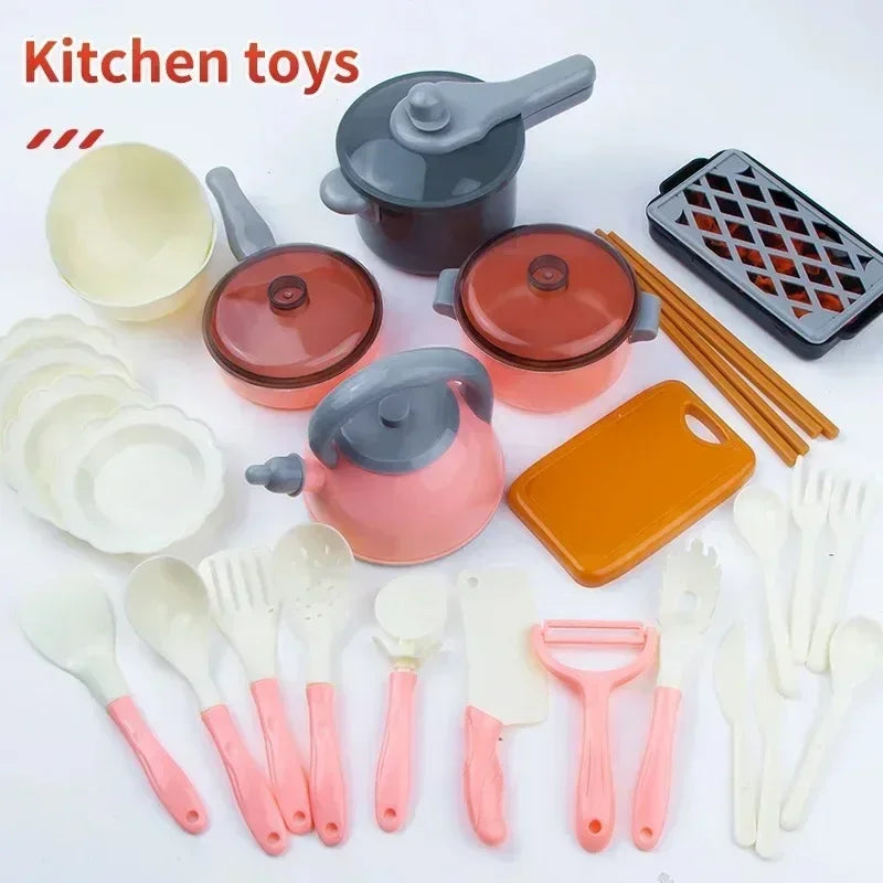 Kids Kitchen Toys Set 92/86/69/59PCS Play Kitchen Accessories Kit with Play Pots Pretend Food Cooking Toy Toddler Girls Boy Gift.