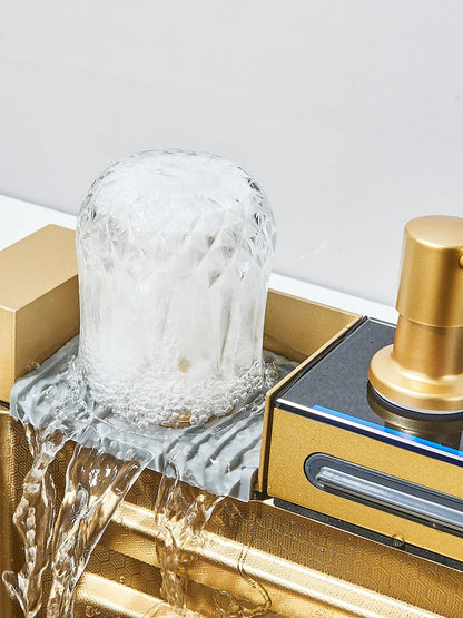 Große 304 Küchenspülen, 75 x 45 cm, Edelstahl, Küchen-Wasserfall-Waschbecken, Digitalanzeige, großes Einzelwaschbecken, Geschirrspüler-Wasserhahn