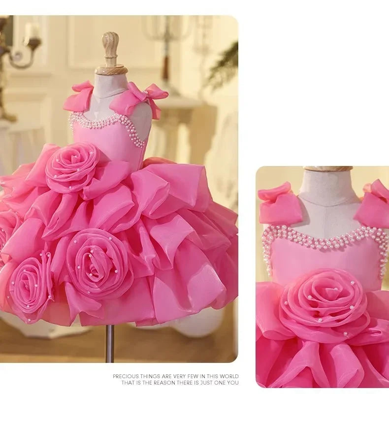 2025 Prinzessinnenkleid zum ersten Geburtstag für Mädchen, neue Hochzeit, Blumenmädchen, Klavieraufführung, Host-Kleid, Party-Kleidung, Outfits, passendes Bankett.